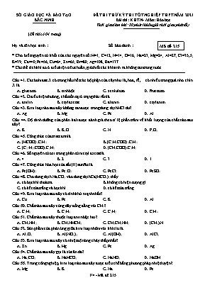 Đề thi thử Tốt nghiệp THPT môn Hóa học - Mã đề 215 - Năm học 2020-2021 - Sở giáo dục và đào tạo Bắc Ninh (Có đáp án)